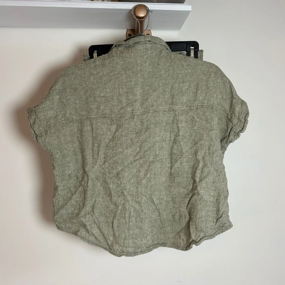 Rylee + Cru Linen Blend Button Up Shirt Shorts Set Natural‎ XS - Picture 5 of 8